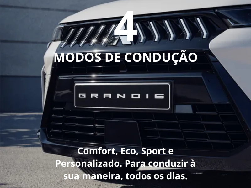 O Mitsubishi Grandis oferece quatro modos de condução distintos: Eco, Comfort, Sport e Personalizado. Estes modos permitem ajustar a resposta do veículo ao estilo de condução e às condições da estrada.